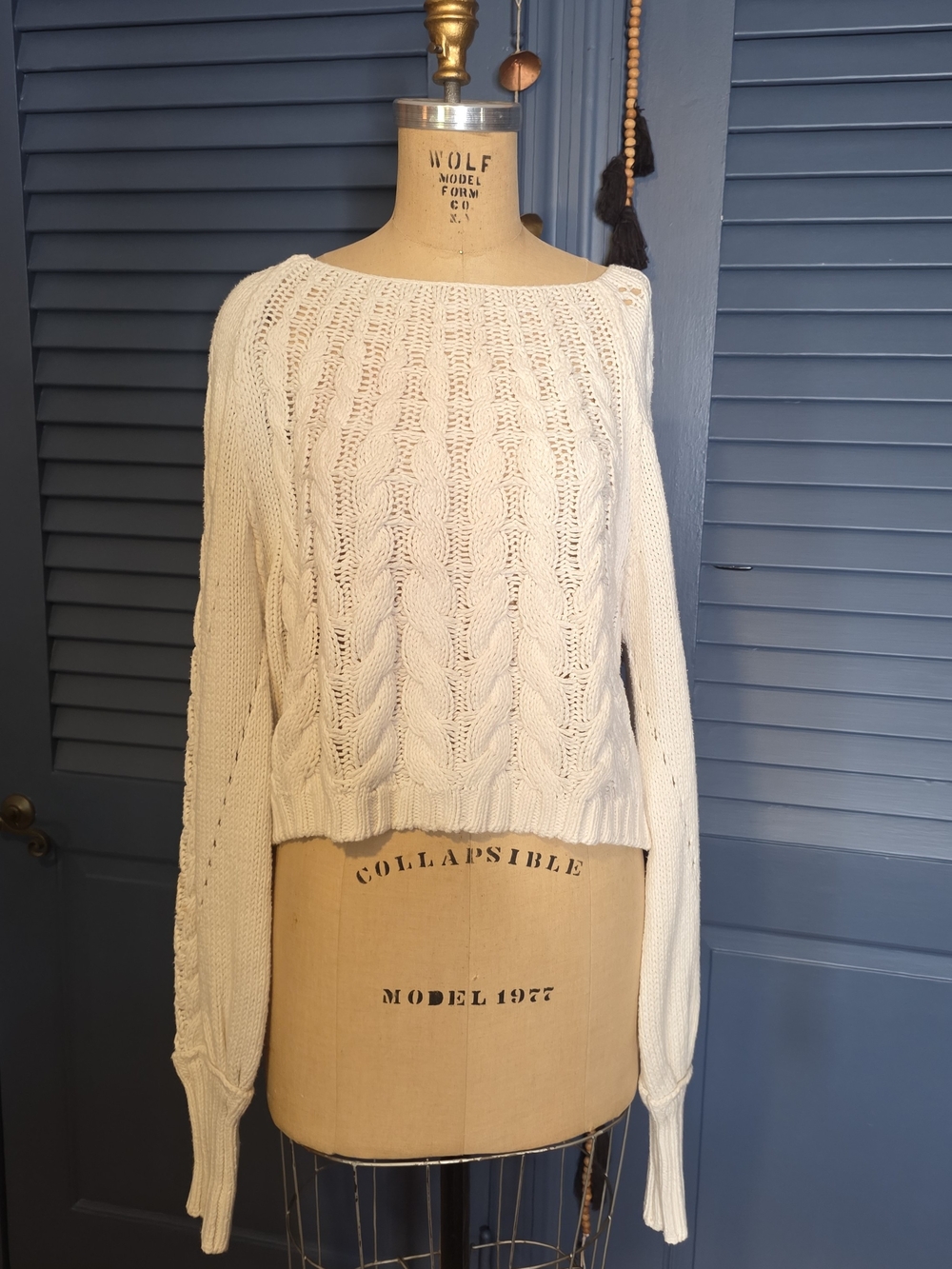 Free People Sandre Cable Knit Pullover Sweater in Ivory - Size SDescription: